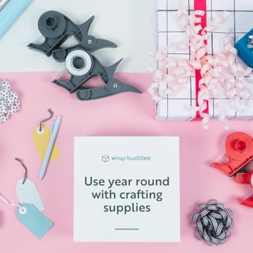 Wrap Buddies Tabletop Gift Wrapping Tool, 2 Clamps - Gift Wrap Clamp with Tape Dispenser for Easier Gift Wrapping This Holiday - Slate Grey