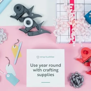 Wrap Buddies Tabletop Gift Wrapping Tool, 2 Clamps - Gift Wrap Clamp with Tape Dispenser for Easier Gift Wrapping This Holiday - Slate Grey