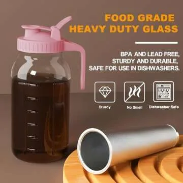 JunVpic Cold Brew Coffee Maker Jar - 64oz Thick Glass Multipurpose Mason Pitcher Spout Lid with Handle & Stainless Steel Filter for Iced Coffee, Lemonade, Ice Tea, Homemade Fruit Drinks Container