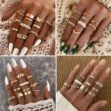 iF YOU 30 Pcs Vintage Gold Knuckle Rings Set, Boho Butterfly Snake Stackable Finger Rings for Women, Midi Rings Pack