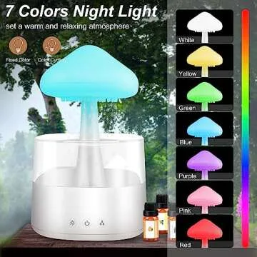 Mushroom Humidifier: 7 Color Night Light & Essential Oils