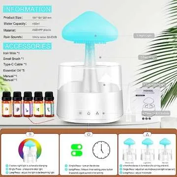 Mushroom Humidifier: 7 Color Night Light & Essential Oils