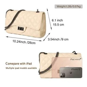 Gladdon Quilted Crossbody Purse for Women Trendy Ladies Shoulder Bag with Chain Designer Purses Beige