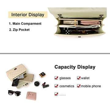 Gladdon Quilted Crossbody Purse for Women Trendy Ladies Shoulder Bag with Chain Designer Purses Beige