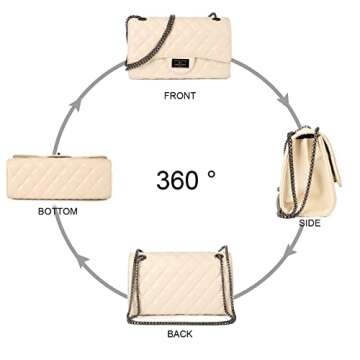 Gladdon Quilted Crossbody Purse for Women Trendy Ladies Shoulder Bag with Chain Designer Purses Beige