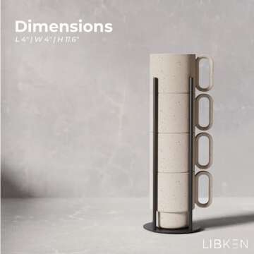 Stylish Stackable Coffee Mug Set with Black Stand