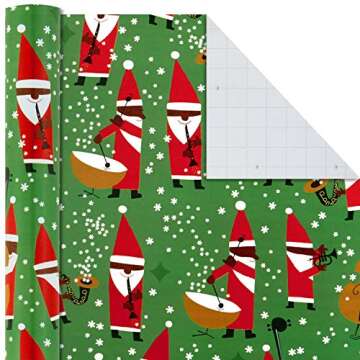 Hallmark Tri Pack IOP Mahogany Roll Wrap, Pack of 3, Jazzy Santa, 3 Pack