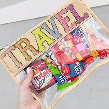 Stylish Chenille Letter Travel Pouch for Cosmetics Organization