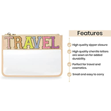 Stylish Chenille Letter Travel Pouch for Cosmetics Organization