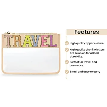 Stylish Chenille Letter Travel Pouch for Cosmetics Organization