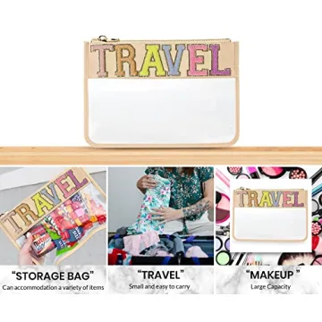 Stylish Chenille Letter Travel Pouch for Cosmetics Organization
