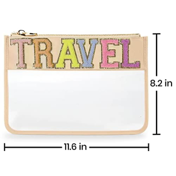 Stylish Chenille Letter Travel Pouch for Cosmetics Organization