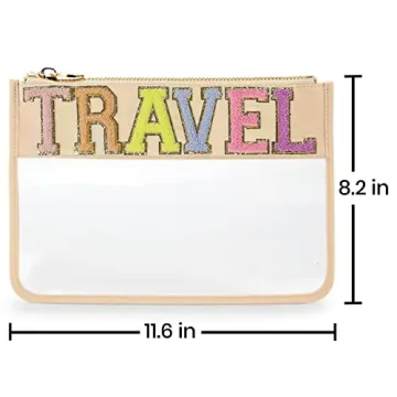 Stylish Chenille Letter Travel Pouch for Cosmetics Organization
