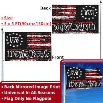 JAIARA We The People 1776 Flag Vintage Usa Flag 3x5 Ft and Garden Flags 12x18 Inch Betsy Ross 13 Star 4th of July American Flags for Outdoor Indoor Decoration