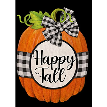 Covido Home Decorative Pumpkin Garden Flag, Happy Fall House Yard Outdoor Welcome Decor Buffalo Plai...