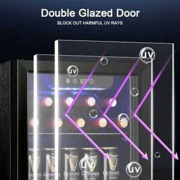 Antarctic Star 12 Bottle 48 Can Wine Cooler/Cabinet Beverage Refrigerator Mini Fridge Low Noise Clear Glass Door Counter Top Cellar for Beer Soda Bar 1.3 cu.ft Black