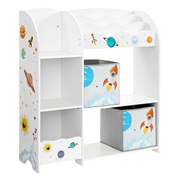 SONGMICS Toy and Book Organizer for Kids, Storage Unit with 2 Storage Boxes, for Playroom, Children?...