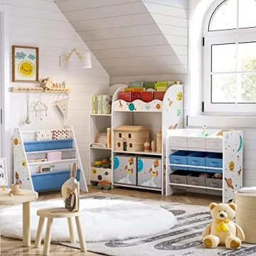 SONGMICS Kid's Bookshelf & Toy Organizer - 3 in 1 Storage Solution