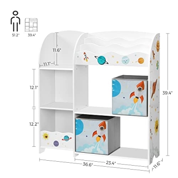SONGMICS Kid's Bookshelf & Toy Organizer - 3 in 1 Storage Solution