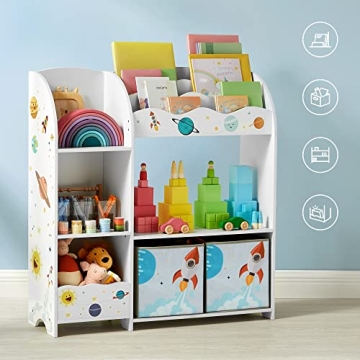 SONGMICS Kid's Bookshelf & Toy Organizer - 3 in 1 Storage Solution