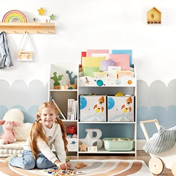 SONGMICS Kid's Bookshelf & Toy Organizer - 3 in 1 Storage Solution