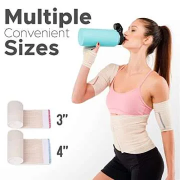 Premium Elastic Bandage Wraps (4" 2Pack & 3" 2Pack) -Made of Grown Organic Cotton - Hook & Loop Fasteners at Both Ends - GT Latex Free Hypoallergenic Compression Roll for Sprains & Injuries