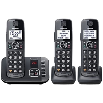 Panasonic DECT 6.0 Expandable Cordless Phone System with Answering Machine and Call Blocking - 3 Han...