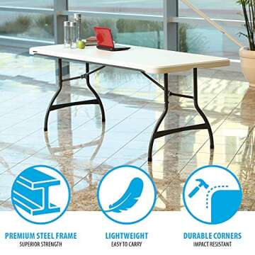 Lifetime 80306 Commercial Stackable Folding Table, 6', White