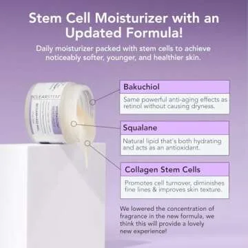 CLEARSTEM - HYDRAGLOW Stem Cell Moisturizer - Bakuchiol + Squalene - Youthful Skin Face Moisturizer - All Skin Types - Facial Skin Care Products - Vegan, Gluten Free, Cruelty Free - 2 fl oz / 60ml