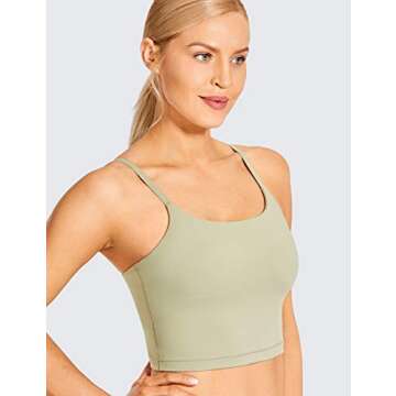 CRZ YOGA Women's Longline Yoga Bra - Adjustable Straps, Padded