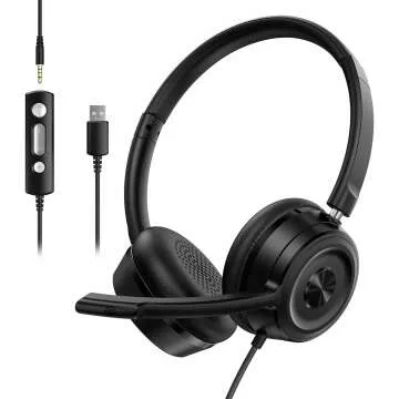 Noise Cancelling USB Headset for PC and Online Meetings