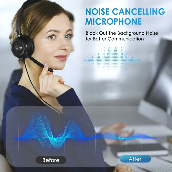 Noise Cancelling USB Headset for PC and Online Meetings