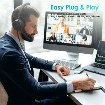 Noise Cancelling USB Headset for PC and Online Meetings