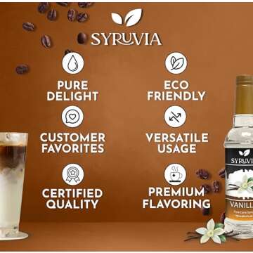 Syruvia Vanilla Syrup for Coffee - 25.4 oz Delicious Flavor