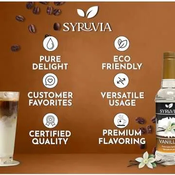 Syruvia Vanilla Syrup for Coffee - 25.4 oz Delicious Flavor