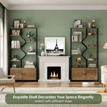 Elegant 76" Tall Bookshelf with Storage Cabinets - Versatile Design