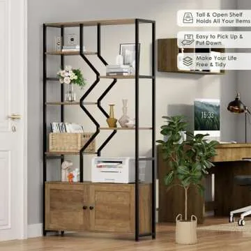 Elegant 76" Tall Bookshelf with Storage Cabinets - Versatile Design