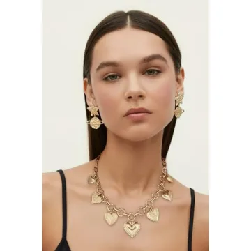 TENTMENTISE Gold Heart Necklace for Women - Unique Charms