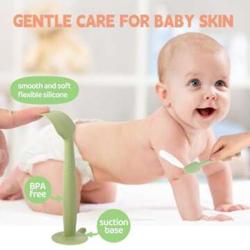 MAIKKB Baby Diaper Cream Spatula 3 Pack Diaper Spatula Soft Silicone Diaper Cream Applicator Baby Bu...