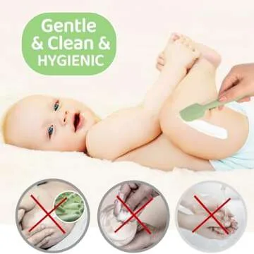 MAIKKB Baby Diaper Cream Spatula 3 Pack Diaper Spatula Soft Silicone Diaper Cream Applicator Baby Butt Paste Spatula Brush with Suction Base,Full Size(Gray+Off-white+Green)