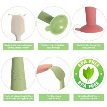 MAIKKB Baby Diaper Cream Spatula 3 Pack Diaper Spatula Soft Silicone Diaper Cream Applicator Baby Butt Paste Spatula Brush with Suction Base,Full Size(Gray+Off-white+Green)