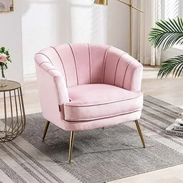 Altrobene Velvet Barrel Accent Chair for Living Room