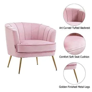 Altrobene Velvet Barrel Accent Chair for Living Room