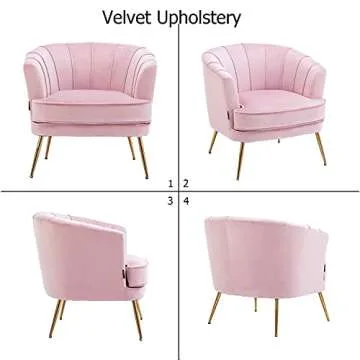 Altrobene Velvet Barrel Accent Chair for Living Room