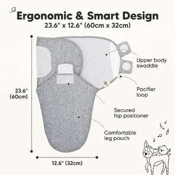 3-Pack Organic Baby Swaddle Sleep Sacks - Newborn Swaddle Sack, Ergonomic Baby Swaddles 0-6 Months, ...