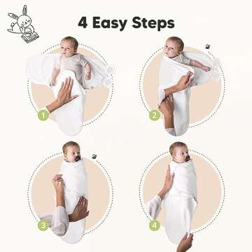 3-Pack Organic Baby Swaddle Sleep Sacks - Newborn Swaddle Sack, Ergonomic Baby Swaddles 0-6 Months, Swaddles for Newborns, Baby Sleep Sack, Baby Swaddle Blanket Wrap, Baby Essentials (Cloud Large)