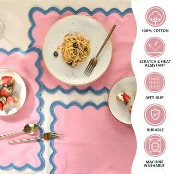 Folkulture Placemats Set of 4, 13 x 19 Inches 100% Cotton Rustic Place Mats or Heat Resistant Woven ...