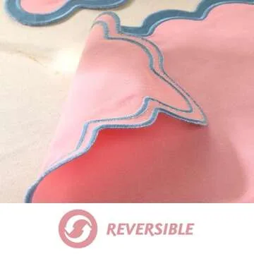 Folkulture Placemats Set of 4, 13 x 19 Inches 100% Cotton Rustic Place Mats or Heat Resistant Woven Table Mats for Dining Table Decor, Boho Placemats or Scalloped Placemats (Blush) | Valentine Gifts