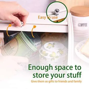 X458 Metal Bread Box for Kitchen Countertop - Stainless Steel Bread Box for Kitchen - Bread Storage Container - Airtight Holder for Homemade Bread, Cream Color