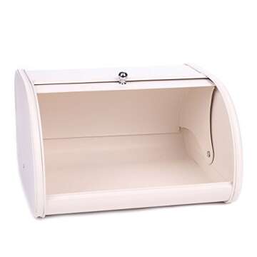 X458 Metal Bread Box for Kitchen Countertop - Stainless Steel Bread Box for Kitchen - Bread Storage Container - Airtight Holder for Homemade Bread, Cream Color